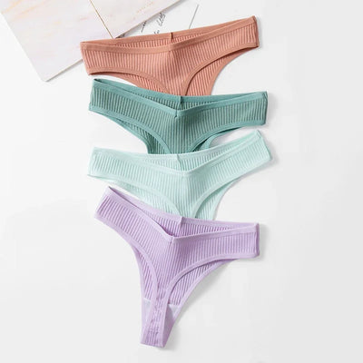 10PCS/Set Women's Panties Cotton Striped Underwear Sexy Sports G-Strings Hot T-Backs