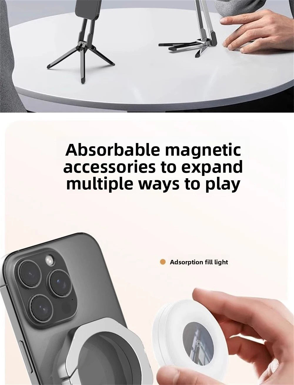 Magnetic ring alloy mobile phone holder Tripod Stand Portable Foldable Bracket Pocket Cell Phone Stand Non-slip