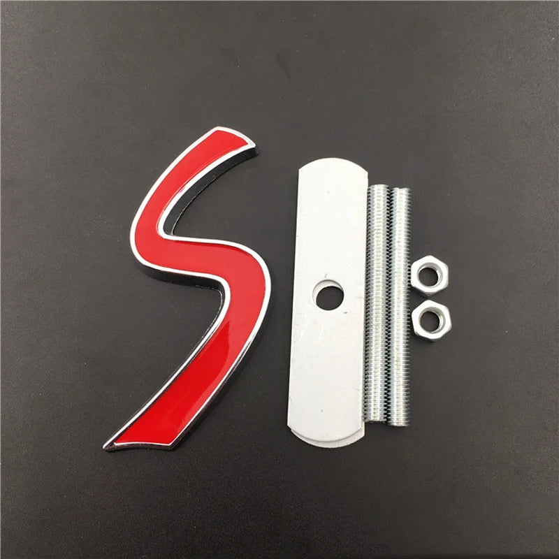 3D Metal Letters Car Front Grille Badge Sticker S Emblem Logo For Car S R56 R53 F56 R50 R52 R57 Accessories
