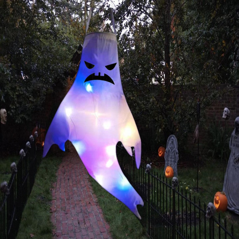Halloween Outdoor Light Hanging Ghost Halloween Party Dress Up Glowing Spooky Lamp Horror Props Home Bar Decoration