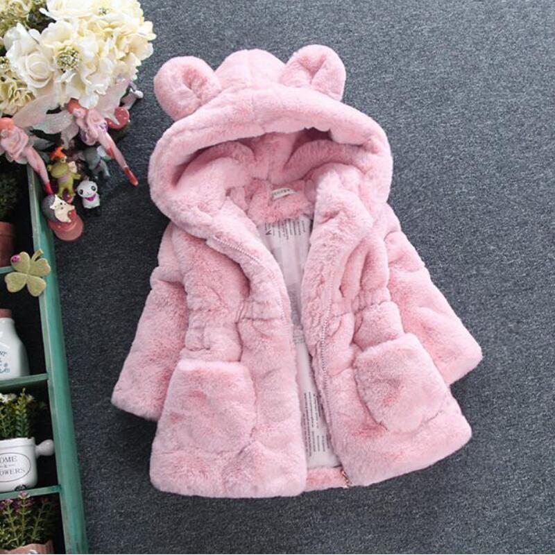 Winter Coats Thick Faux Fur Fashion Kids Hooded Jacket Coat for Girl Outerwear Children Clothing 2 3 4 6 7 Years