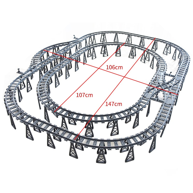 City Trains Flexible Switch Railway Tracks Rails Crossing Forked Straight Curved Building Block Bricks Toys Compatible with 7996