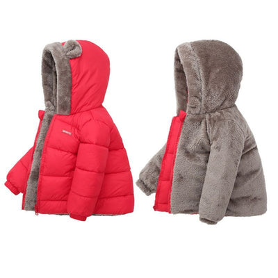 Children Coat Autumn Winter Thicken Jacket Boys Girls Solid Color Hooded Jacket Kids Parka Outerwear 2-6Yrs