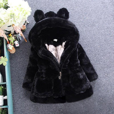 Winter Coats Thick Faux Fur Fashion Kids Hooded Jacket Coat for Girl Outerwear Children Clothing 2 3 4 6 7 Years