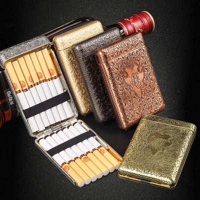 Luxury Vintage Cigarette Case Metal Carving Pocket Mini Cigarette Case Cigarette Storage Portable Cigarette Storage Tool 14pcs