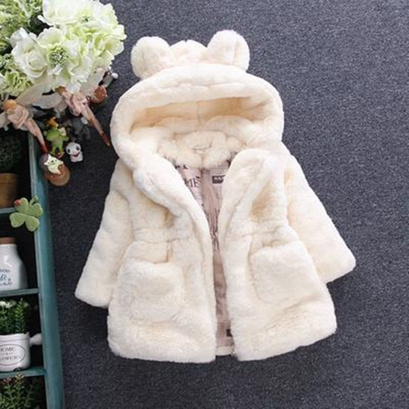 Winter Coats Thick Faux Fur Fashion Kids Hooded Jacket Coat for Girl Outerwear Children Clothing 2 3 4 6 7 Years