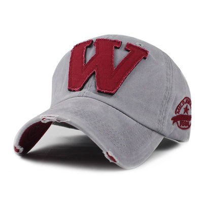 letter W Baseball Cap retro outdoor sports caps women bone gorras curved fitted washed vintage