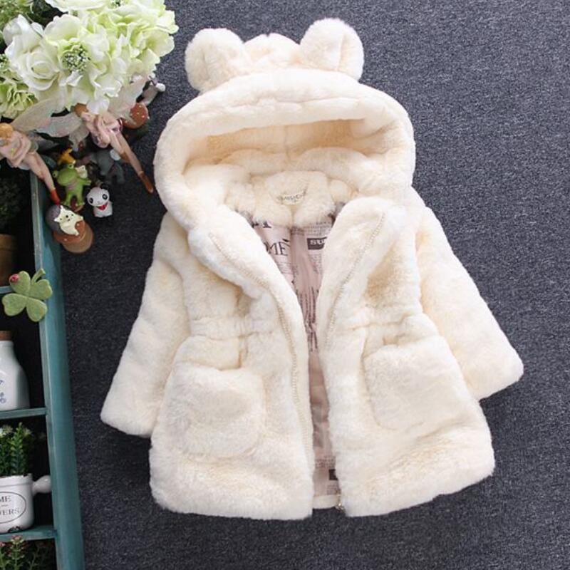 Winter Coats Thick Faux Fur Fashion Kids Hooded Jacket Coat for Girl Outerwear Children Clothing 2 3 4 6 7 Years