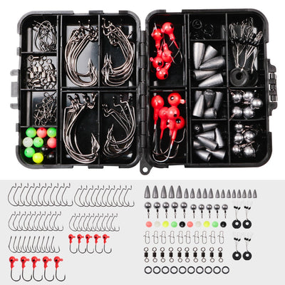 Fishing Tackle Box with fish Hooks Swivels Weights Jig Heads Sinker Fishing Accessories Set Freshwater