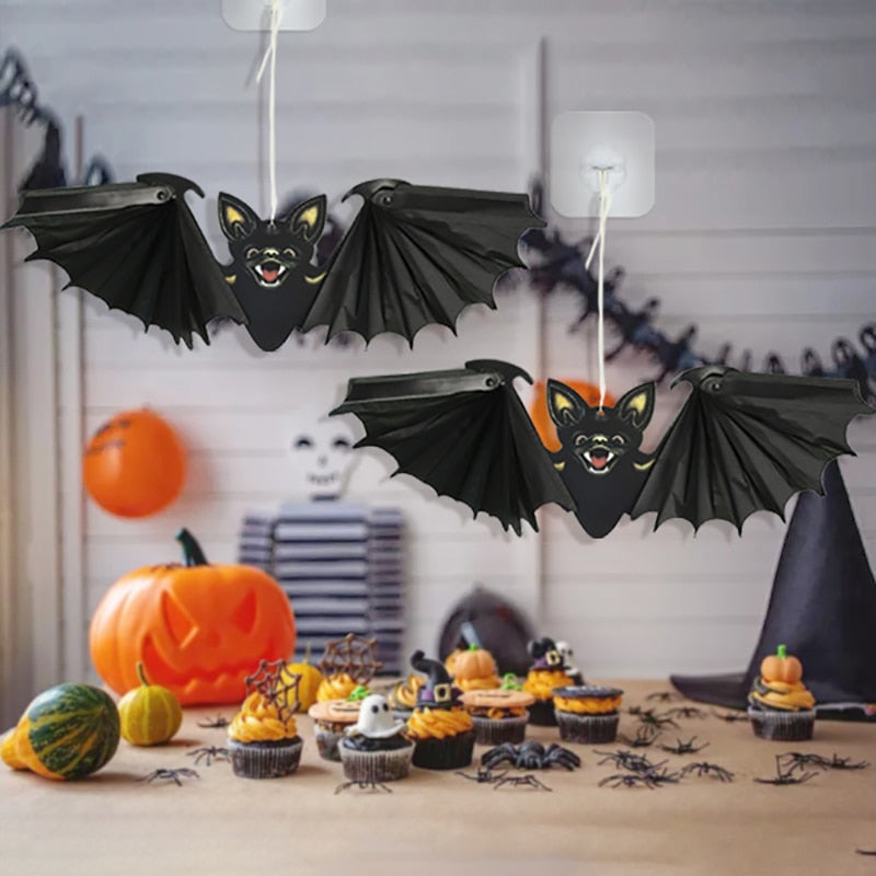 Paper Bat Hanging Ornament Props for Halloween Decoration Festival Party Bar Haunted House Decor Indoor Outdoor