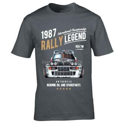 Rally Legend Motif With 1987 Lancia Delta Integrale Hf Car Men Summer Brand Cotton Hip Hop Men T Shirt