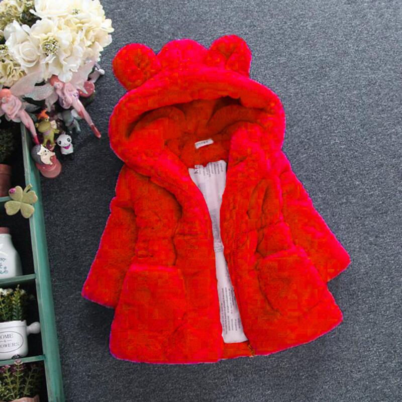 Winter Coats Thick Faux Fur Fashion Kids Hooded Jacket Coat for Girl Outerwear Children Clothing 2 3 4 6 7 Years