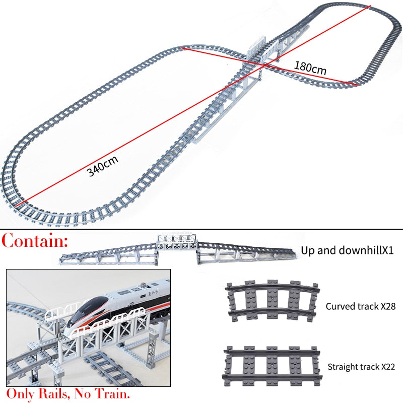 City Trains Flexible Switch Railway Tracks Rails Crossing Forked Straight Curved Building Block Bricks Toys Compatible with 7996