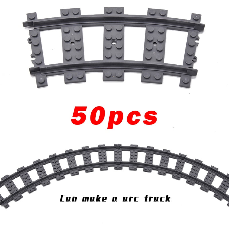 City Trains Flexible Switch Railway Tracks Rails Crossing Forked Straight Curved Building Block Bricks Toys Compatible with 7996