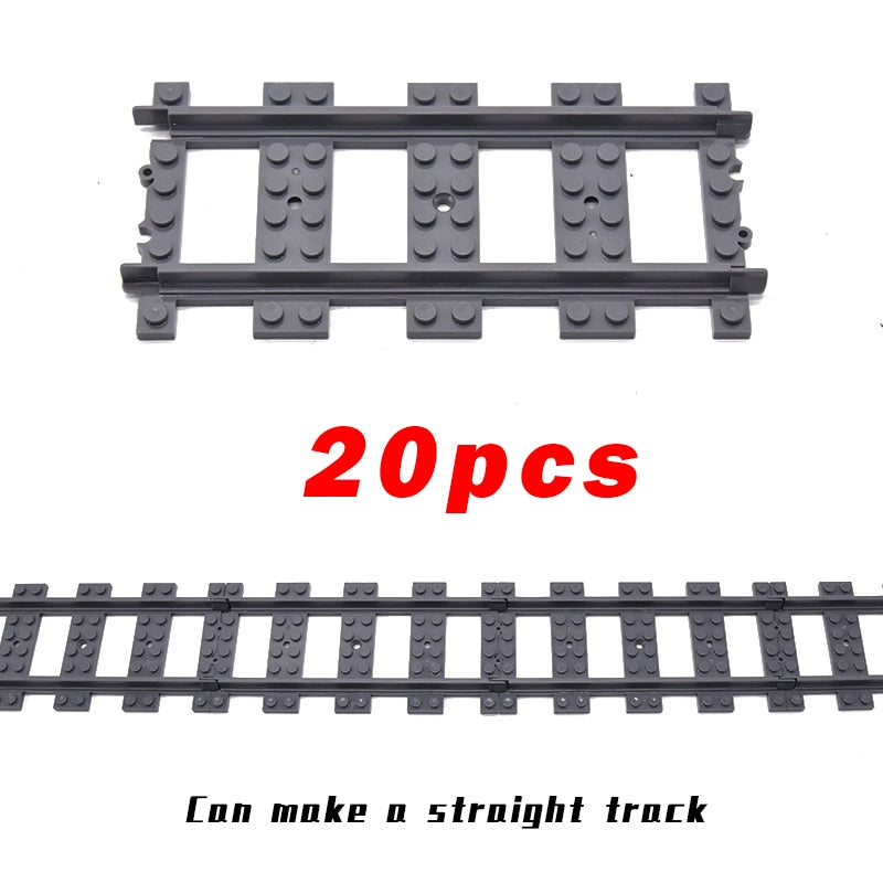 City Trains Flexible Switch Railway Tracks Rails Crossing Forked Straight Curved Building Block Bricks Toys Compatible with 7996