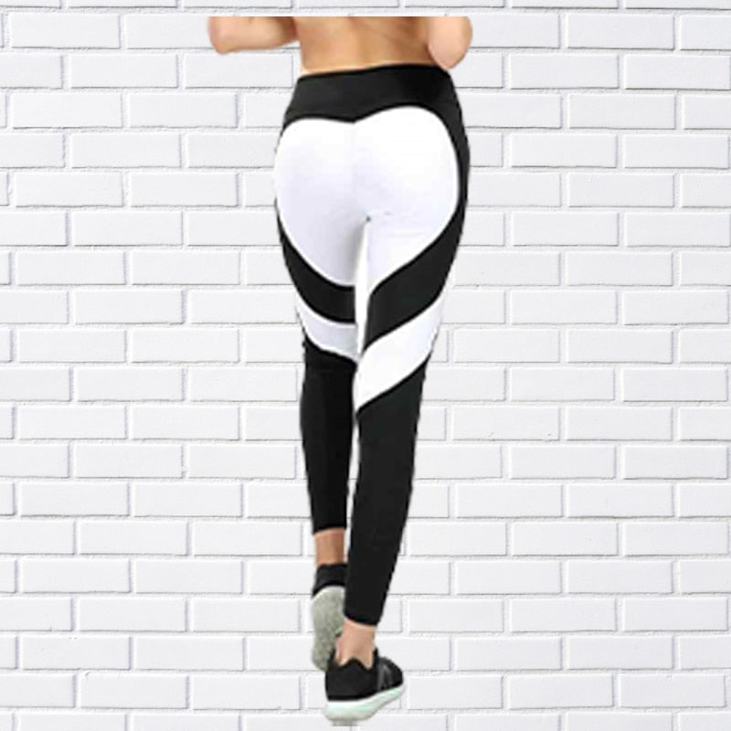 Sports Fitness Leggings Gym Heart Print Running Push-Up Leggings New Workout Sports Stretch Pants XS-8XL