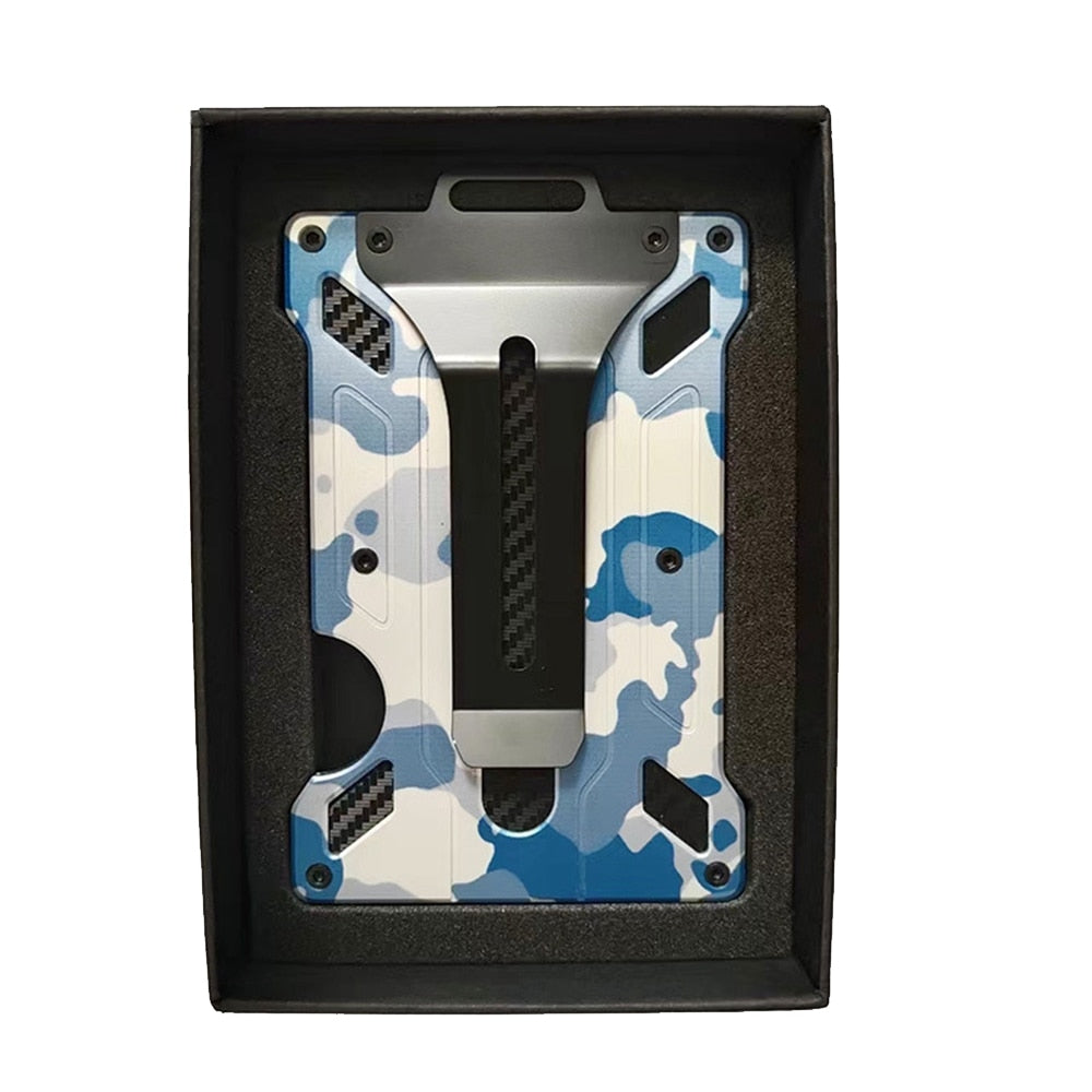 Wallet For Men Slim Aluminum Metal Money Clip with 1Clear window ID Badge Holder RFID Blocking Holds up 15 Cards with Cash Clip