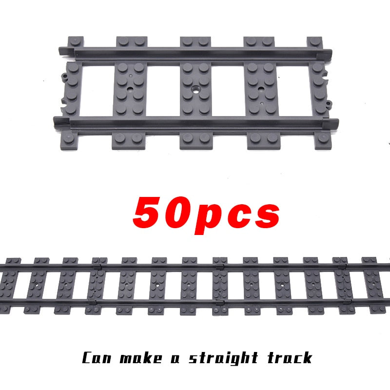 City Trains Flexible Switch Railway Tracks Rails Crossing Forked Straight Curved Building Block Bricks Toys Compatible with 7996