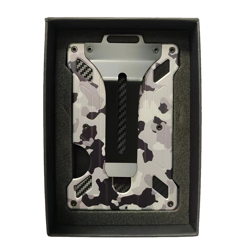 Wallet For Men Slim Aluminum Metal Money Clip with 1Clear window ID Badge Holder RFID Blocking Holds up 15 Cards with Cash Clip