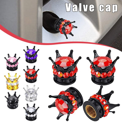 4pcs Silver Crown Purple Diamond Car Tire Tyre Valve Caps Covers  Car Motorcycle Bicycle Air Cover Auto Airtight Stems