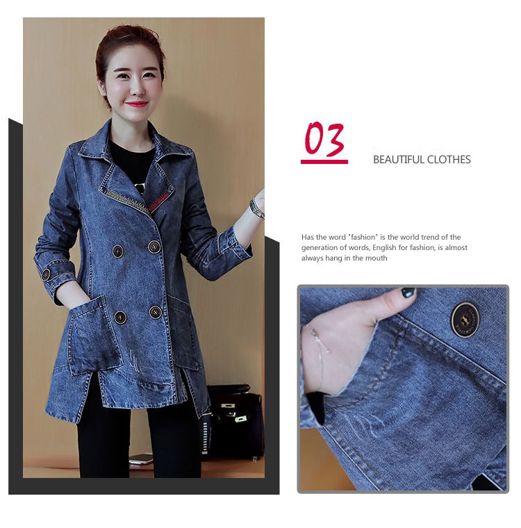 Denim Jackets Spring Autumn New All-match Fashion Loose Casual Jeans Jackets Long Large size Slim Elegant Outwear