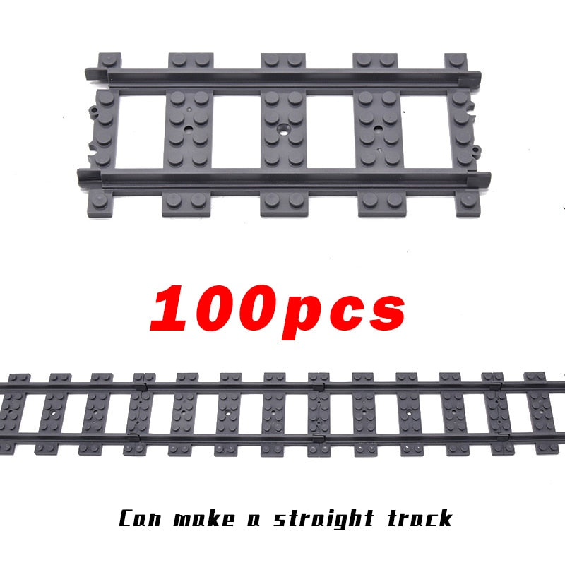 City Trains Flexible Switch Railway Tracks Rails Crossing Forked Straight Curved Building Block Bricks Toys Compatible with 7996