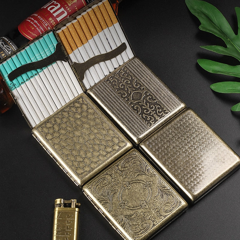 Cigarette Case Folio Metal Brass Retro Cigarette Tobacco Box Travel For Men Gift Smoking Accessories Tool