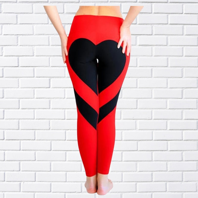 Sports Fitness Leggings Gym Heart Print Running Push-Up Leggings New Workout Sports Stretch Pants XS-8XL