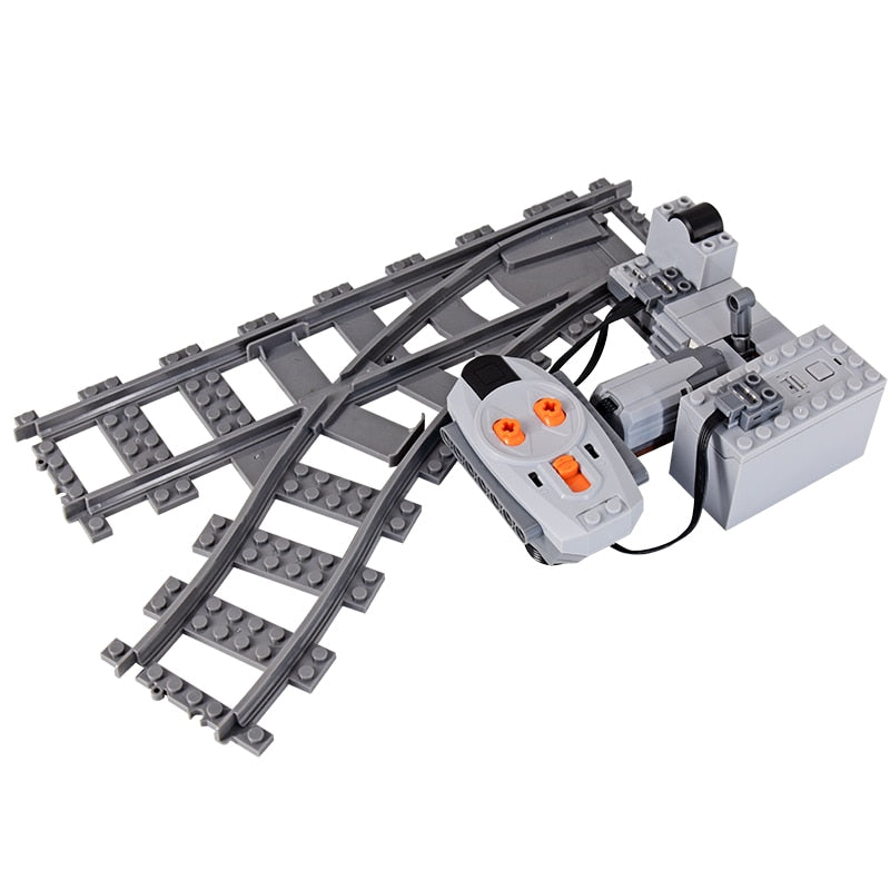 City Trains Flexible Switch Railway Tracks Rails Crossing Forked Straight Curved Building Block Bricks Toys Compatible with 7996
