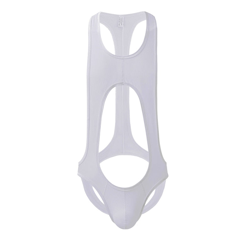 Men Undershirts Open Butt Breathable Mesh Comfortable Hollow Out Adult Jumpsuit Bodysuit Lingerie