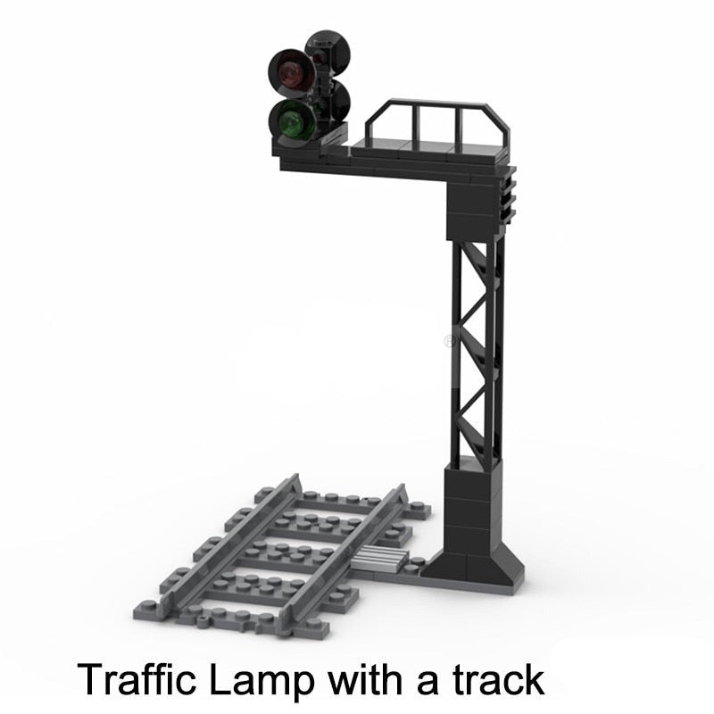 City Train Railway Build Model Kit Soft Cruved Straight Tracks Traffic Light Tunnel Compatible 53401 Blocks Bricks