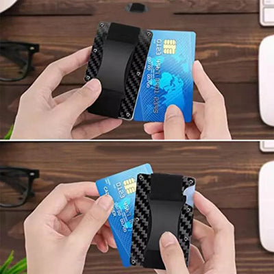 Wallet for Men - RFID Blocking Front Pocket Credit Card Holder - Aluminum Metal Small Mens Wallets with Cash Strap