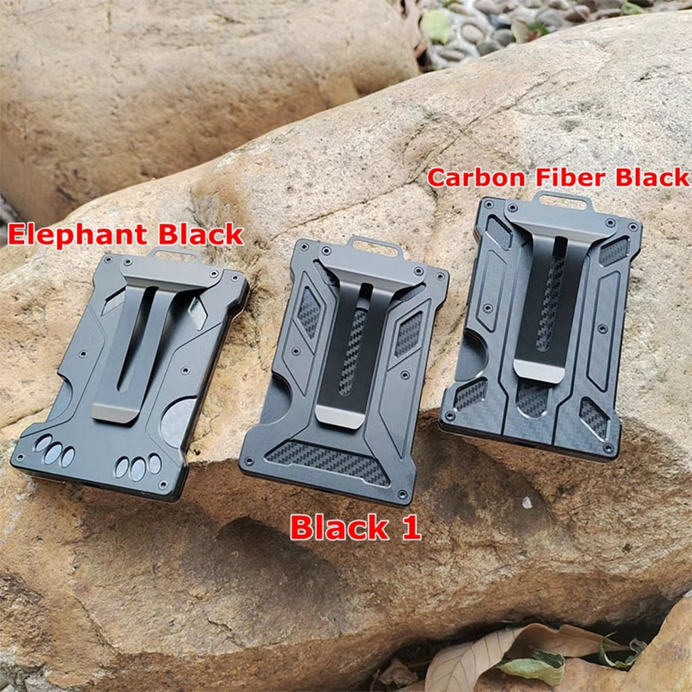 Wallet For Men Slim Aluminum Metal Money Clip with 1Clear window ID Badge Holder RFID Blocking Holds up 15 Cards with Cash Clip