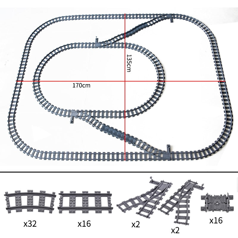 City Trains Flexible Switch Railway Tracks Rails Crossing Forked Straight Curved Building Block Bricks Toys Compatible with 7996