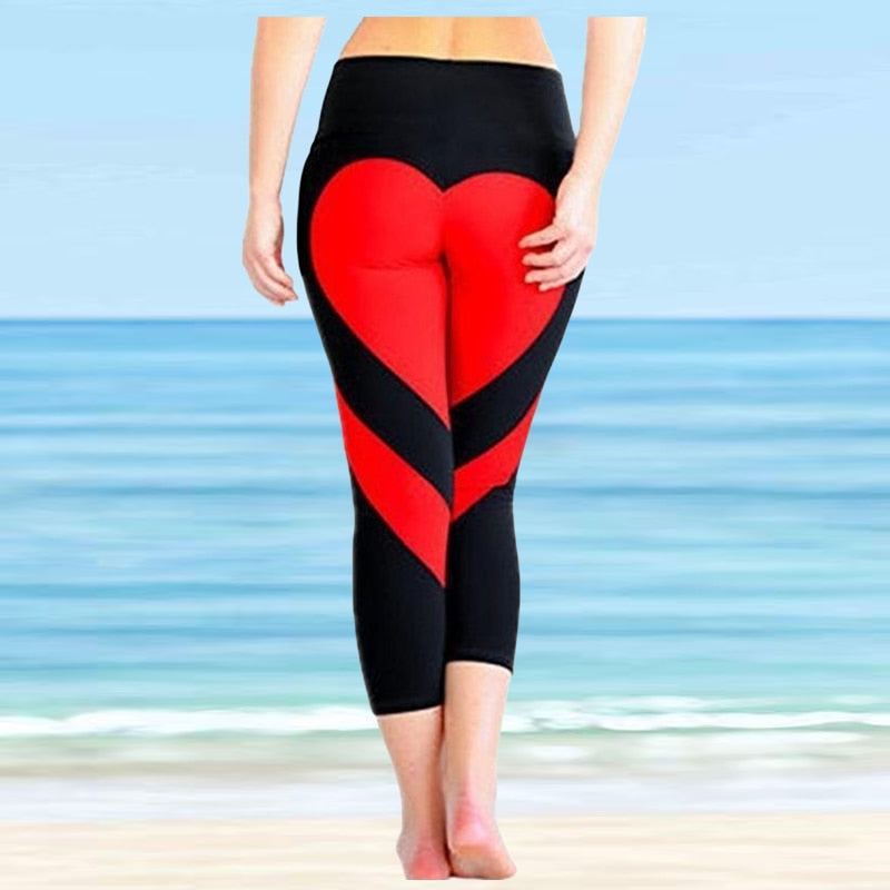 Sports Fitness Leggings Gym Heart Print Running Push-Up Leggings New Workout Sports Stretch Pants XS-8XL