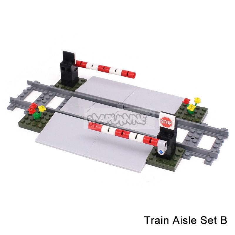 City Train Railway Build Model Kit Soft Cruved Straight Tracks Traffic Light Tunnel Compatible 53401 Blocks Bricks