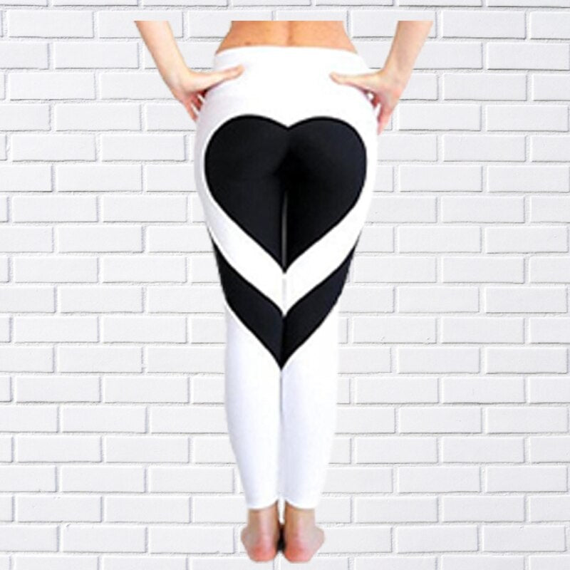 Sports Fitness Leggings Gym Heart Print Running Push-Up Leggings New Workout Sports Stretch Pants XS-8XL