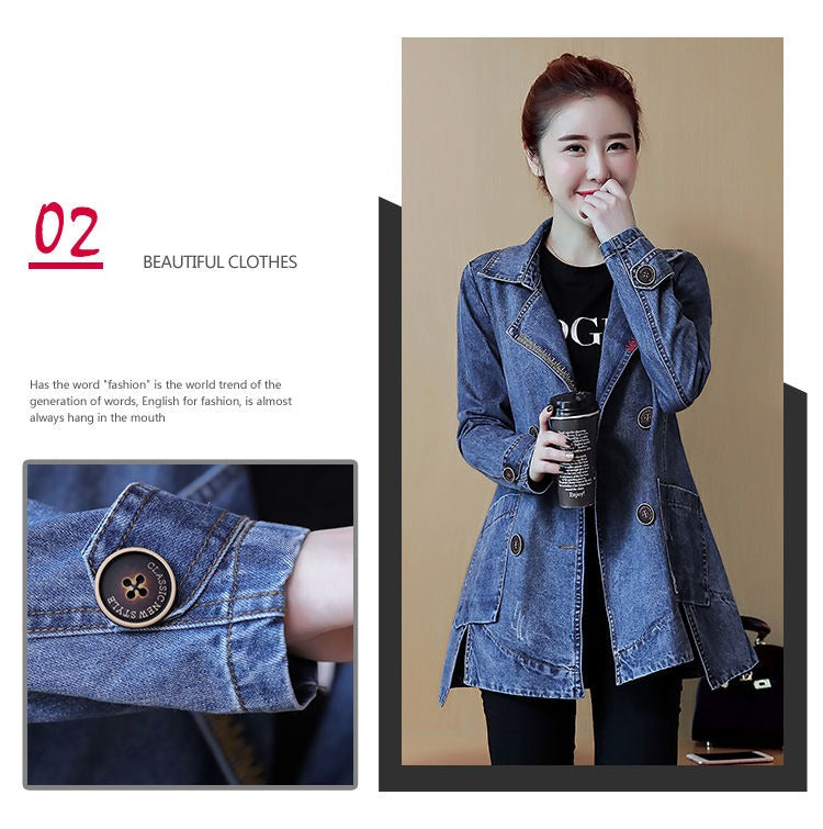 Denim Jackets Spring Autumn New All-match Fashion Loose Casual Jeans Jackets Long Large size Slim Elegant Outwear