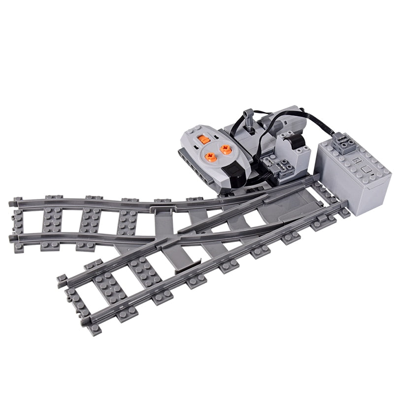 City Trains Flexible Switch Railway Tracks Rails Crossing Forked Straight Curved Building Block Bricks Toys Compatible with 7996