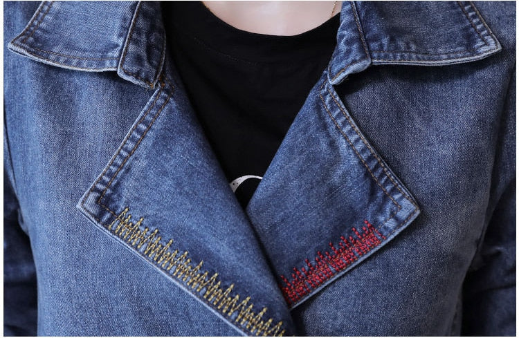Denim Jackets Spring Autumn New All-match Fashion Loose Casual Jeans Jackets Long Large size Slim Elegant Outwear