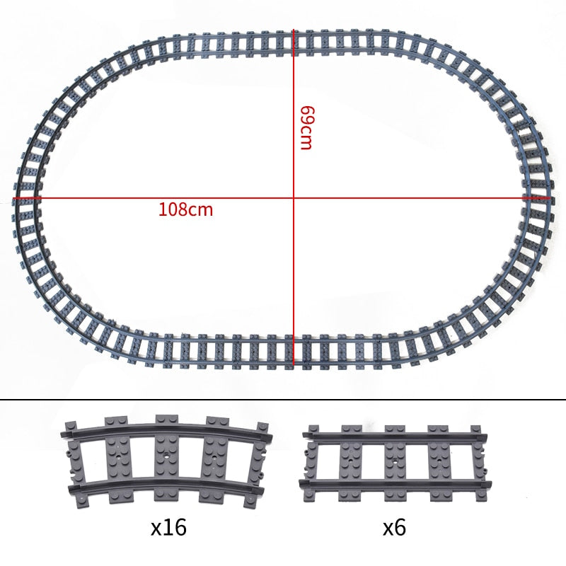 City Trains Flexible Switch Railway Tracks Rails Crossing Forked Straight Curved Building Block Bricks Toys Compatible with 7996