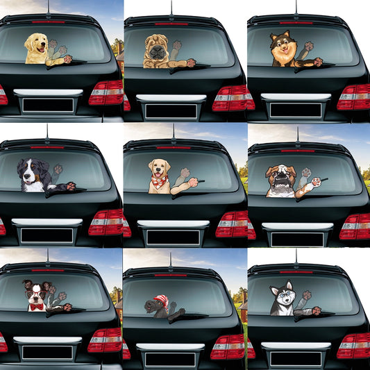 Car Stickers Dog Waving Arm Fun Removable Car Rear Windshield Window Waving Wiper Stickers
