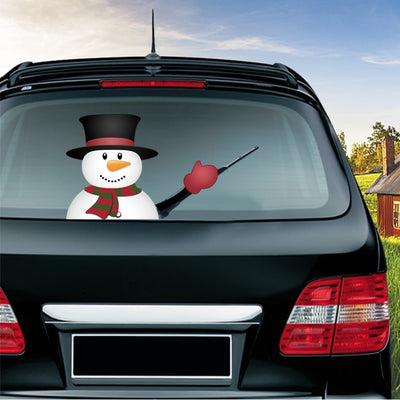 Car Stickers Cartoon Santa Claus Snowman & Elk Christmas Festive Car Rear Windshield Window Waving Wiper Stickers