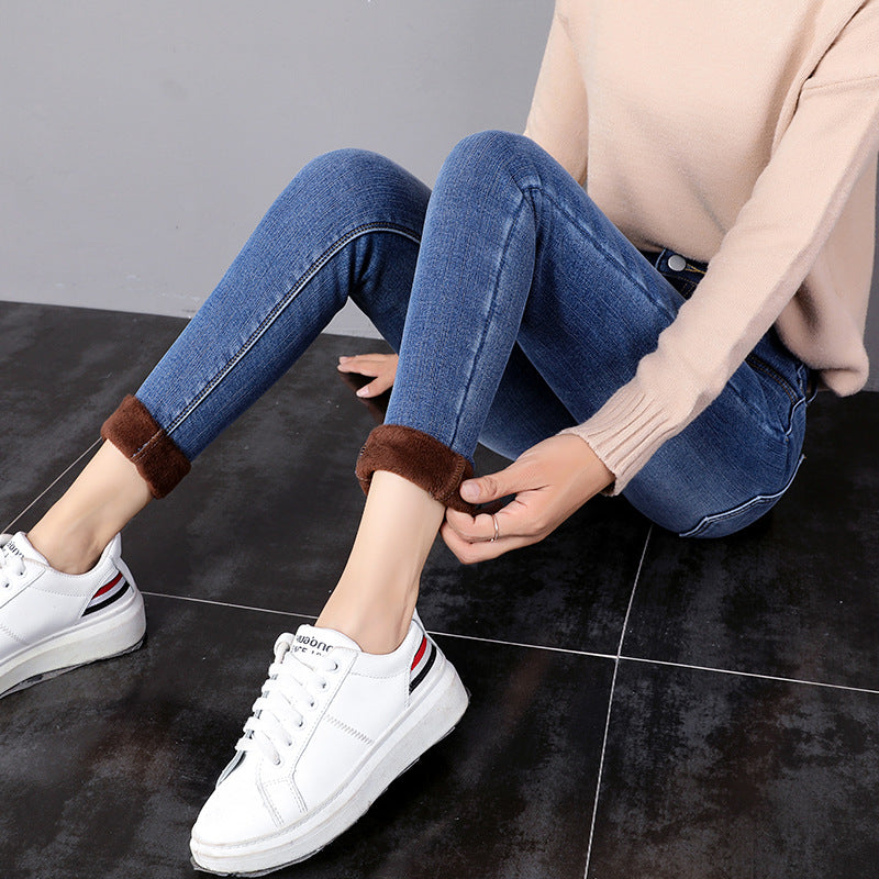 Denim jeans for Women Pants Plus size Winter Warm Jeans Woman High Waist Casual