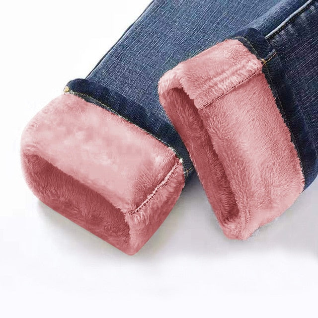 Denim jeans for Women Pants Plus size Winter Warm Jeans Woman High Waist Casual