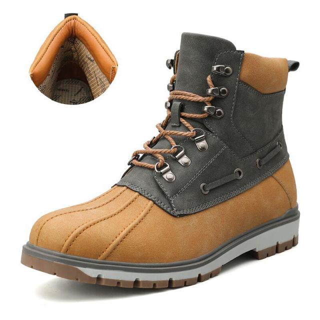 Boots Thick Plush Warm Snow Boots Lace-UP Men Ankle Boots Outdoor Waterproof Men's Motorcycle Boots