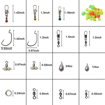 Fishing Accessories 251Pcs Kit Including Jig Hooks Swivel Snaps Sinkers Split Rings Beads For Freshwater Salt