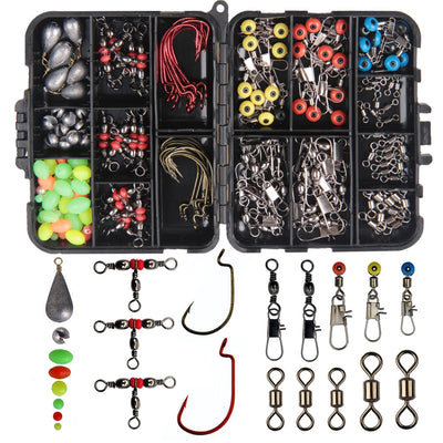 Fishing Accessories 165Pcs Kit With Fishing Swivels Hooks Sinker Fishing Tackle Box