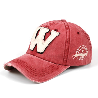 letter W Baseball Cap retro outdoor sports caps women bone gorras curved fitted washed vintage