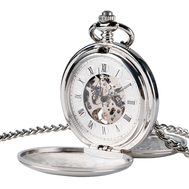 Mechanical Pocket Watch Full Gold Color Men Women Stylish Retro FOB Hand Wind Double Hunter